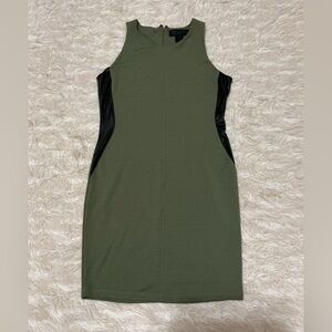Kardashian Collectio Olive Green Sleeveless Bodycon Dress with Black Side Panels